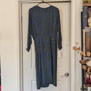 Vintage Green and Blue Silk Dress
